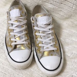 Leather converse white and gold